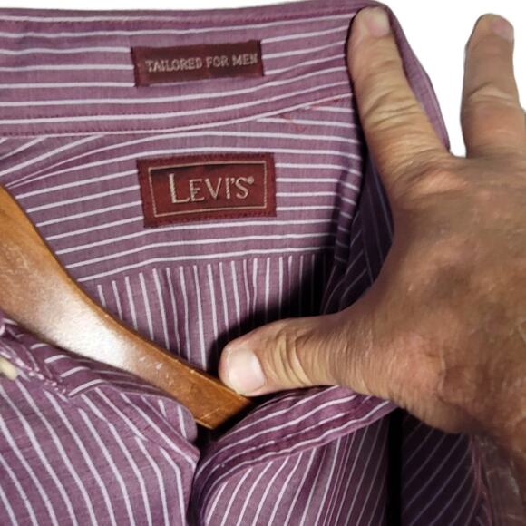 VNTG 1984 Levi’s Burgundy Stripe Button Shirt L Retro Cowboy Rodeo Westerncore - Picture 9 of 9